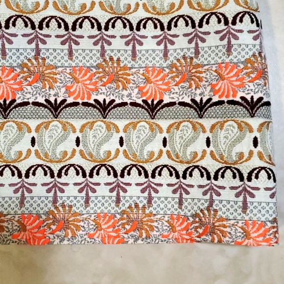 Ann Taylor Loft Gold Ivory Neon Orange Fair Isle Aline Skirt - Picture 3 of 3